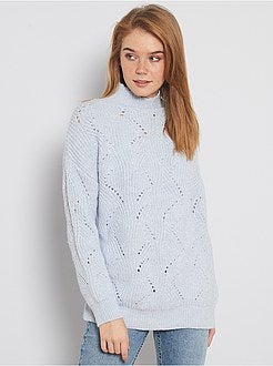 Pull à col cheminée en maille fantaisie - Kiabi