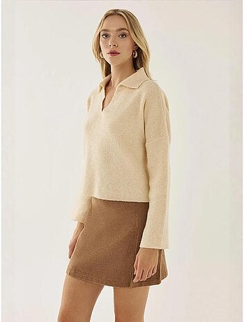 Pull à col chemise coupe décontractée