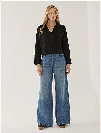 Pull à col chemise coupe décontractée