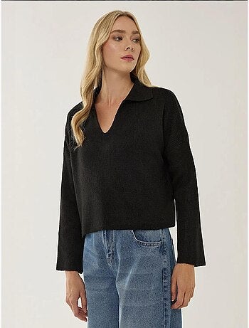 Pull à col chemise coupe décontractée