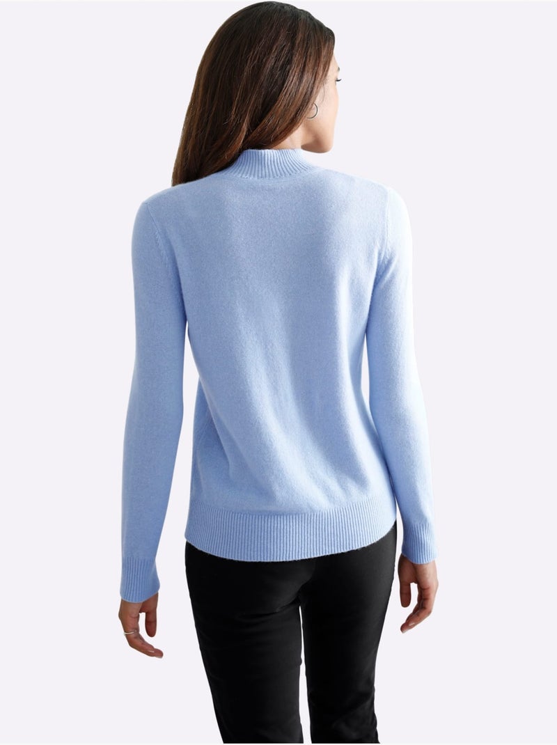 Pull à Col Montant 100% Cachemire - Taille Standard - Witt Bleu clair - Kiabi