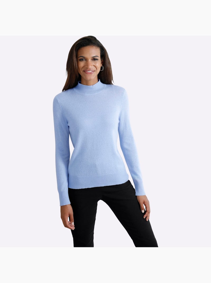 Pull à Col Montant 100% Cachemire - Taille Standard - Witt Bleu clair - Kiabi
