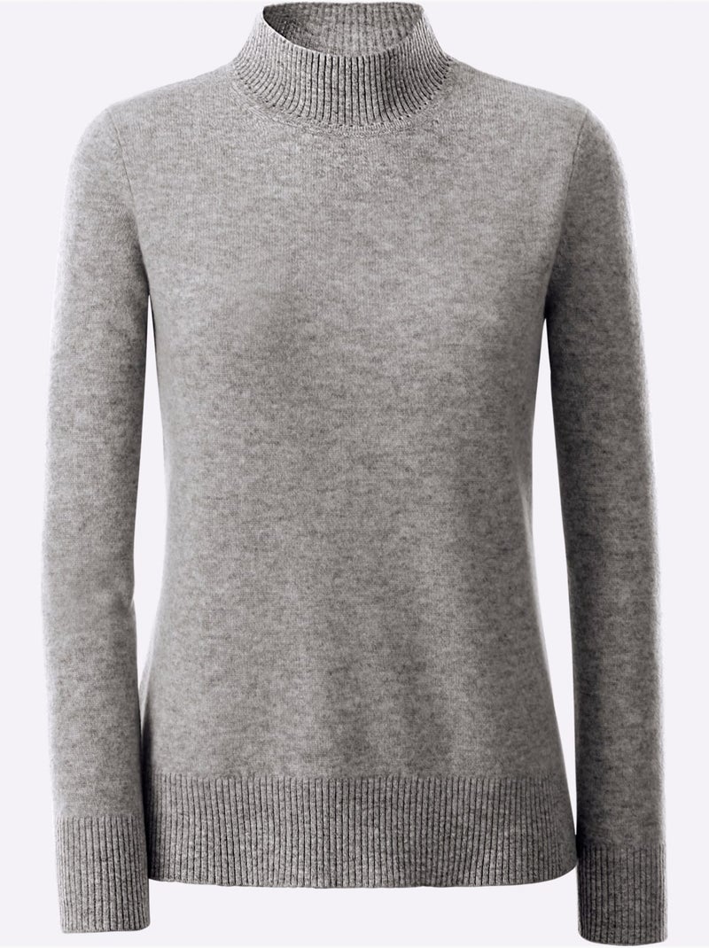 Pull à Col Montant 100% Cachemire - Taille Standard - Witt Gris chiné - Kiabi