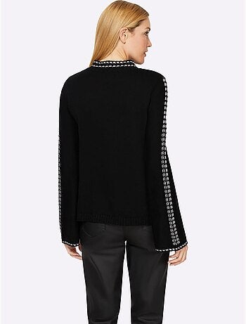 Pull à col montant avec manches longues et surpiqûres contrastées - Taille standard - Helline