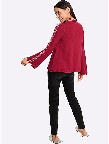Pull à col montant avec manches longues et surpiqûres contrastées - Taille standard - Helline