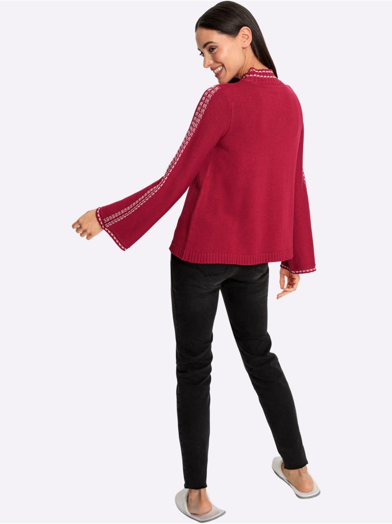 Pull à Col Montant 50% Coton - Taille Standard - Helline Rouge - Kiabi