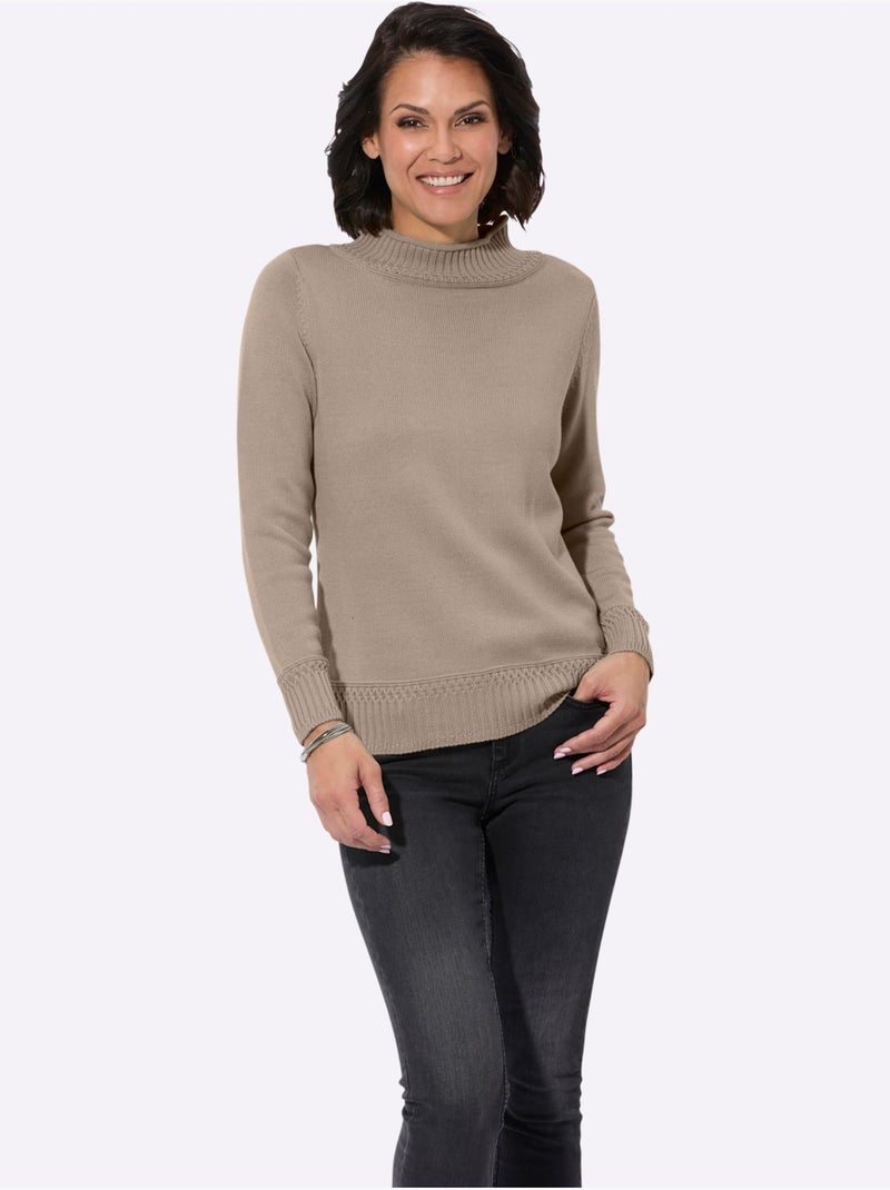 Pull à col montant 50% coton - taille standard - witt Beige - Kiabi