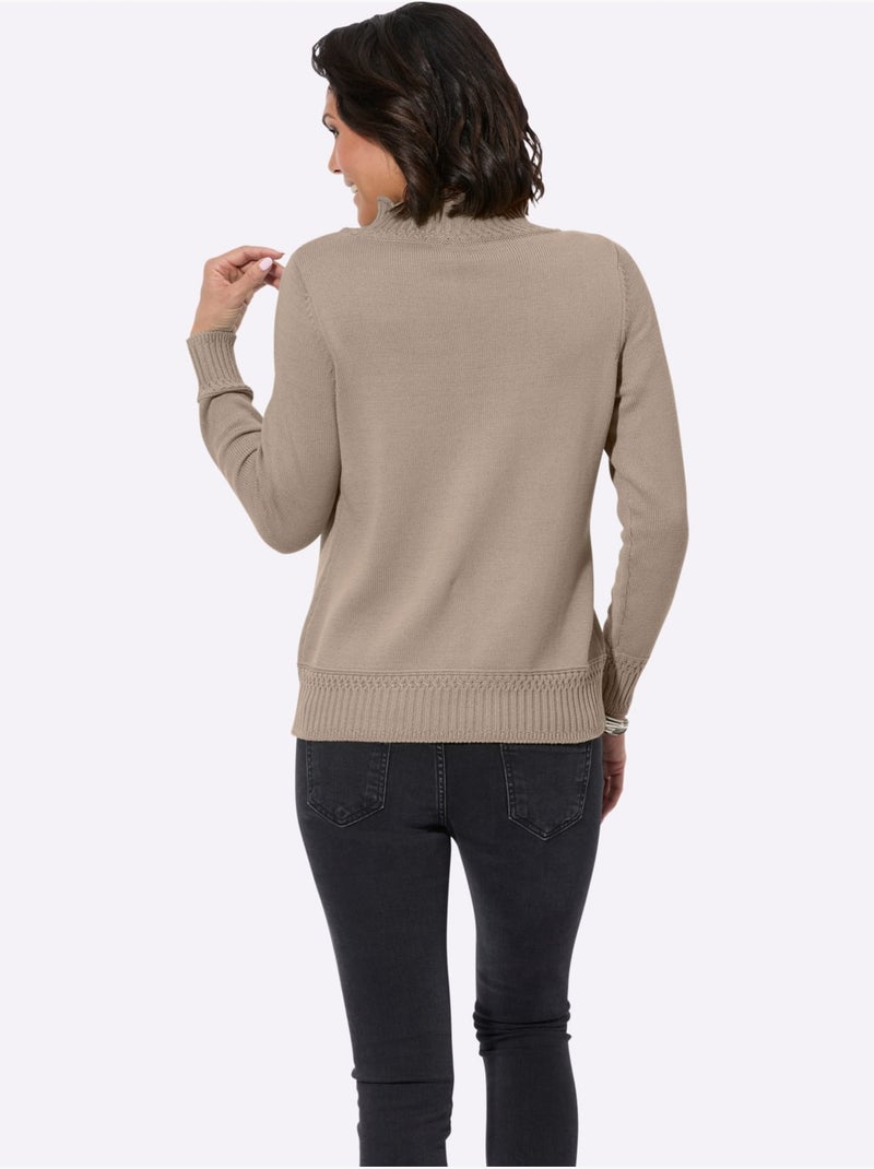 Pull à col montant 50% coton - taille standard - witt Beige - Kiabi