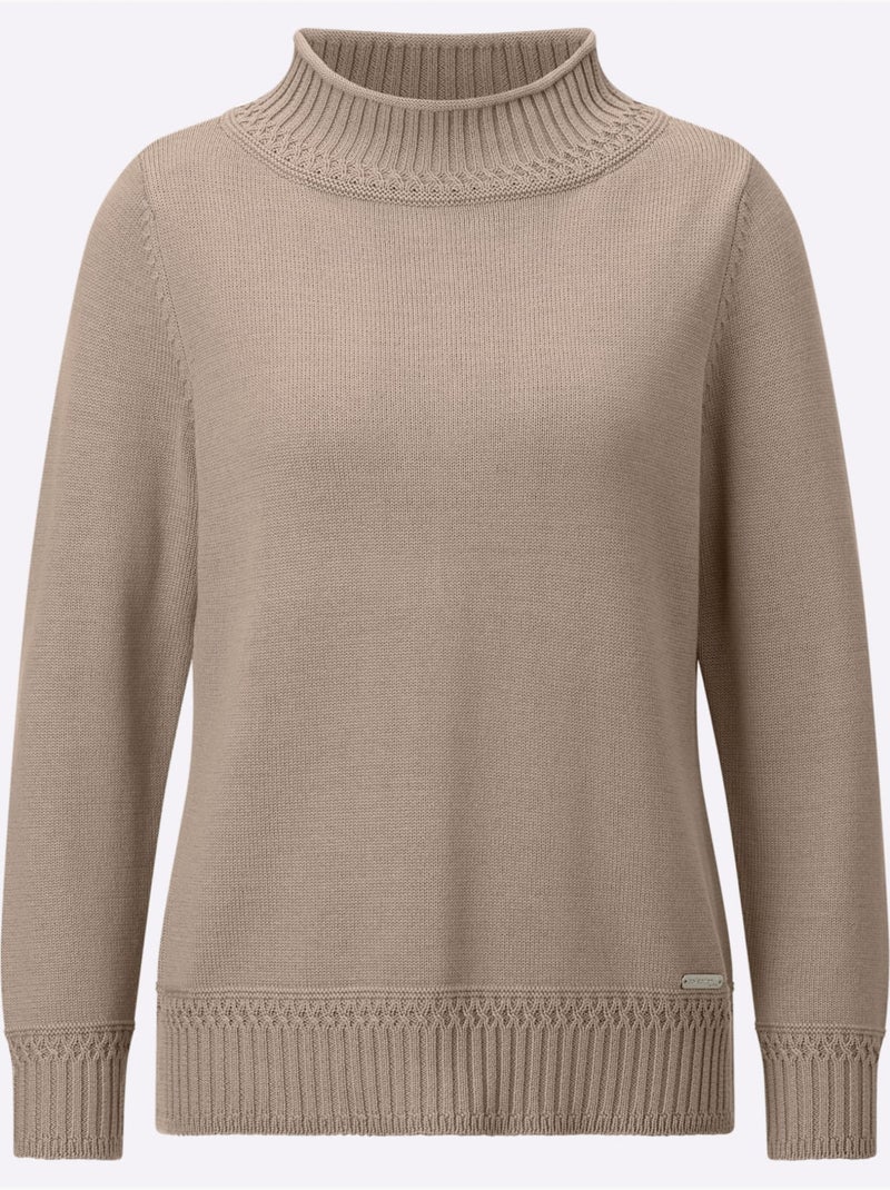Pull à col montant 50% coton - taille standard - witt Beige - Kiabi