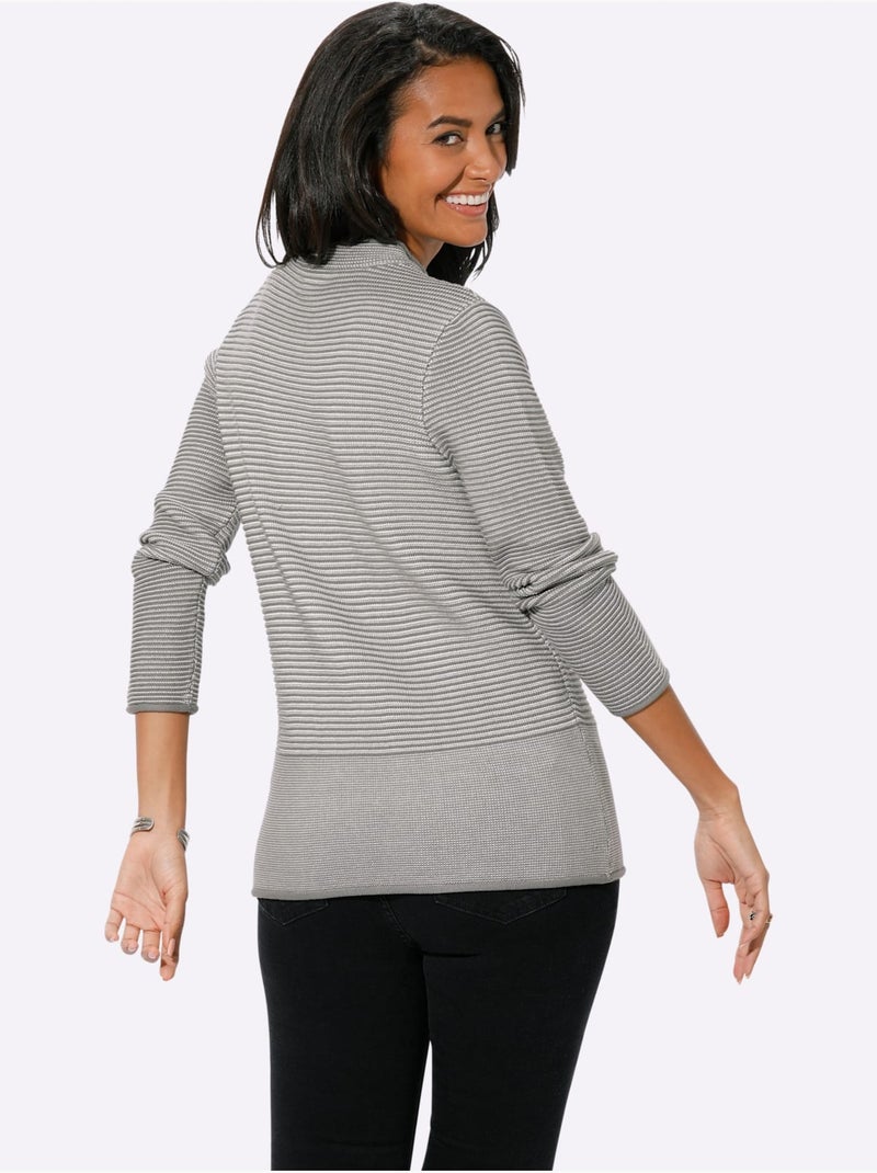 Pull à col montant 50% coton - taille standard - witt Gris Ecru - Kiabi
