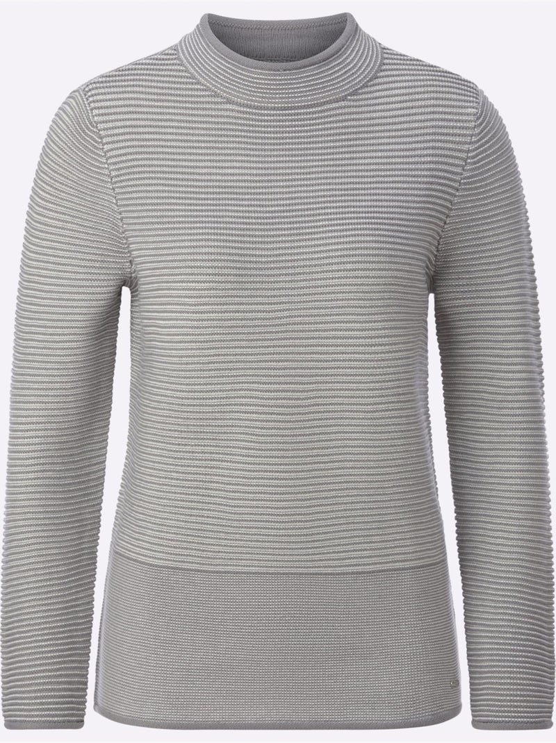 Pull à col montant 50% coton - taille standard - witt Gris Ecru - Kiabi