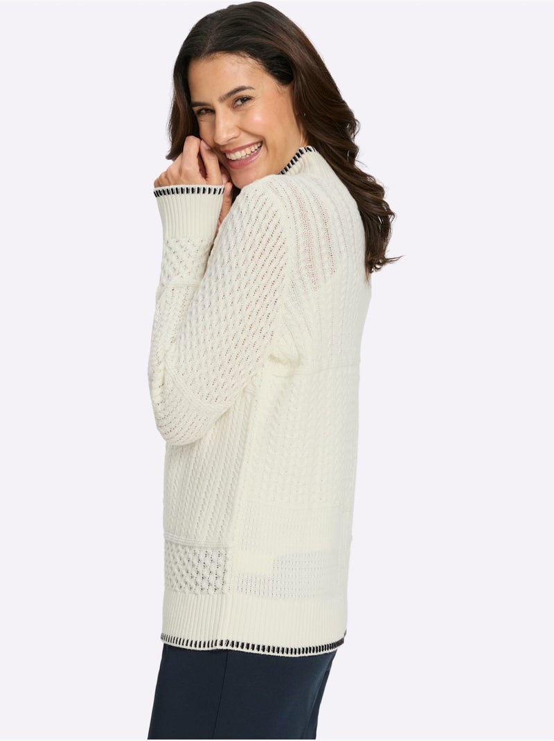 Pull à Col Montant 50% Coton - Taille Standard - Witt Ivoire - Kiabi