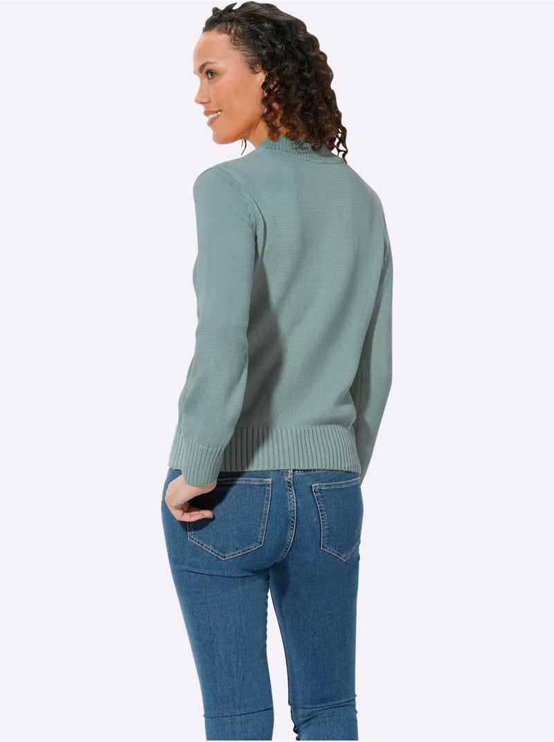 Pull à col montant 50% coton - taille standard - witt Menthe - Kiabi