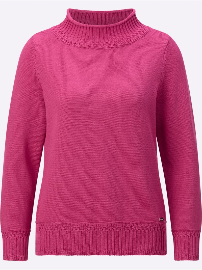 Pull à col montant 50% coton - taille standard - witt Rose fushia - Kiabi