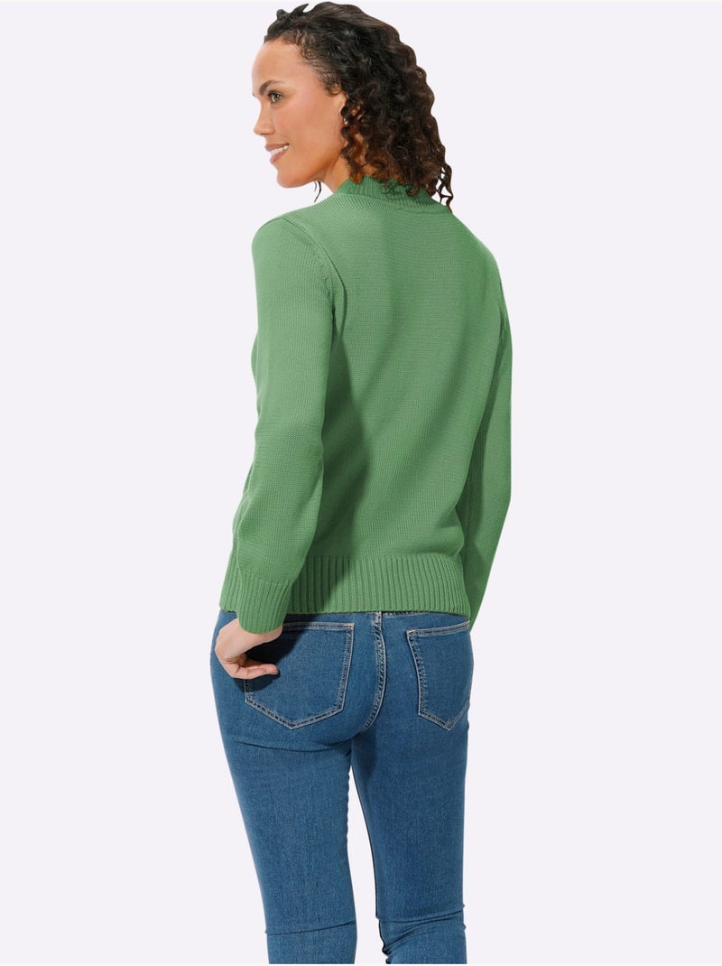 Pull à col montant 50% coton - taille standard - witt Vert clair - Kiabi
