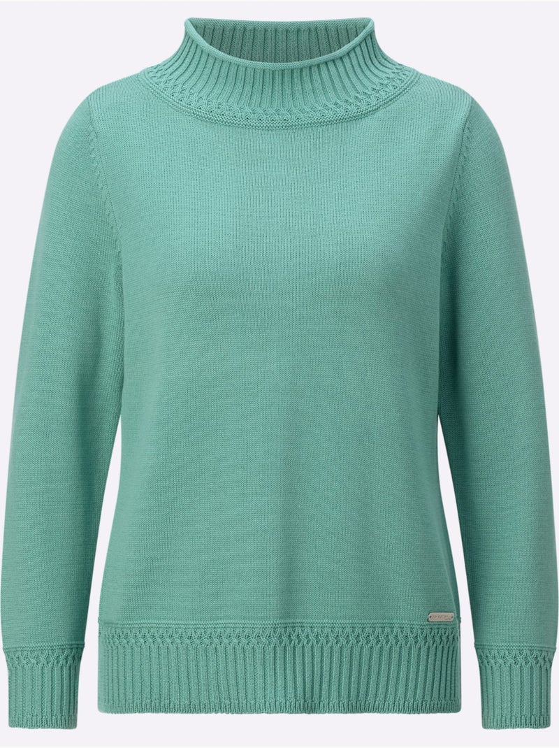 Pull à col montant 50% coton - taille standard - witt Vert Sauge - Kiabi
