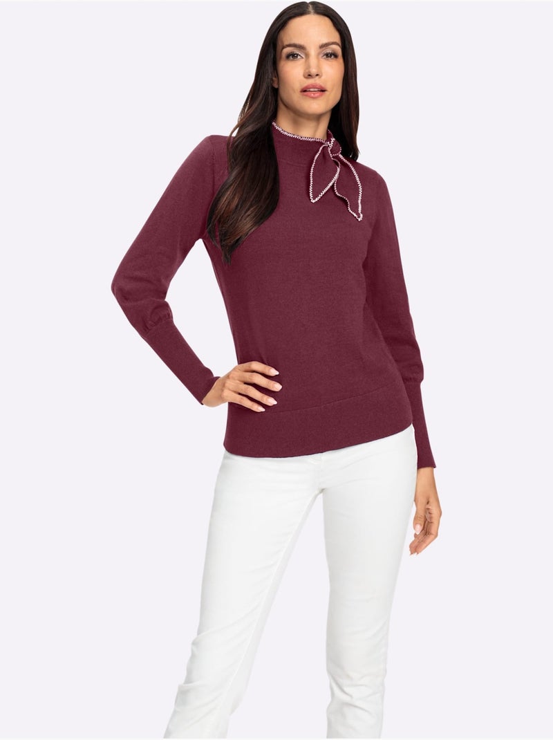 Pull à col montant 50% viscose - taille standard - helline Bordeaux - Kiabi