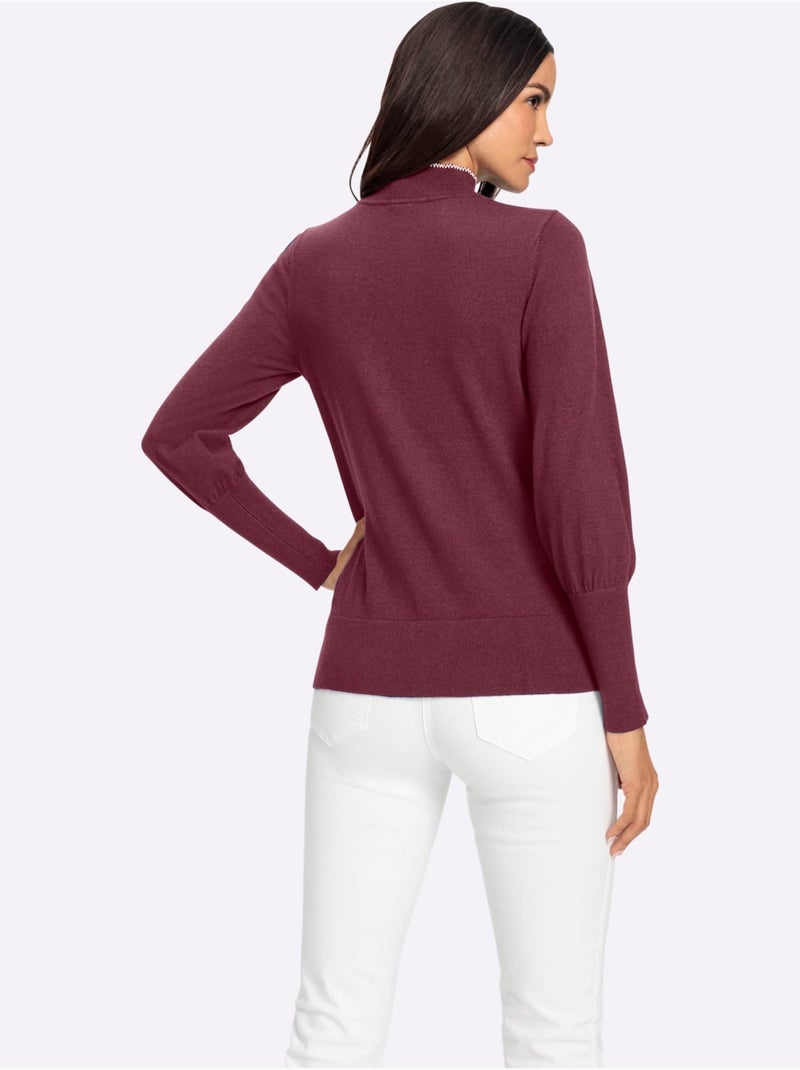 Pull à col montant 50% viscose - taille standard - helline Bordeaux - Kiabi