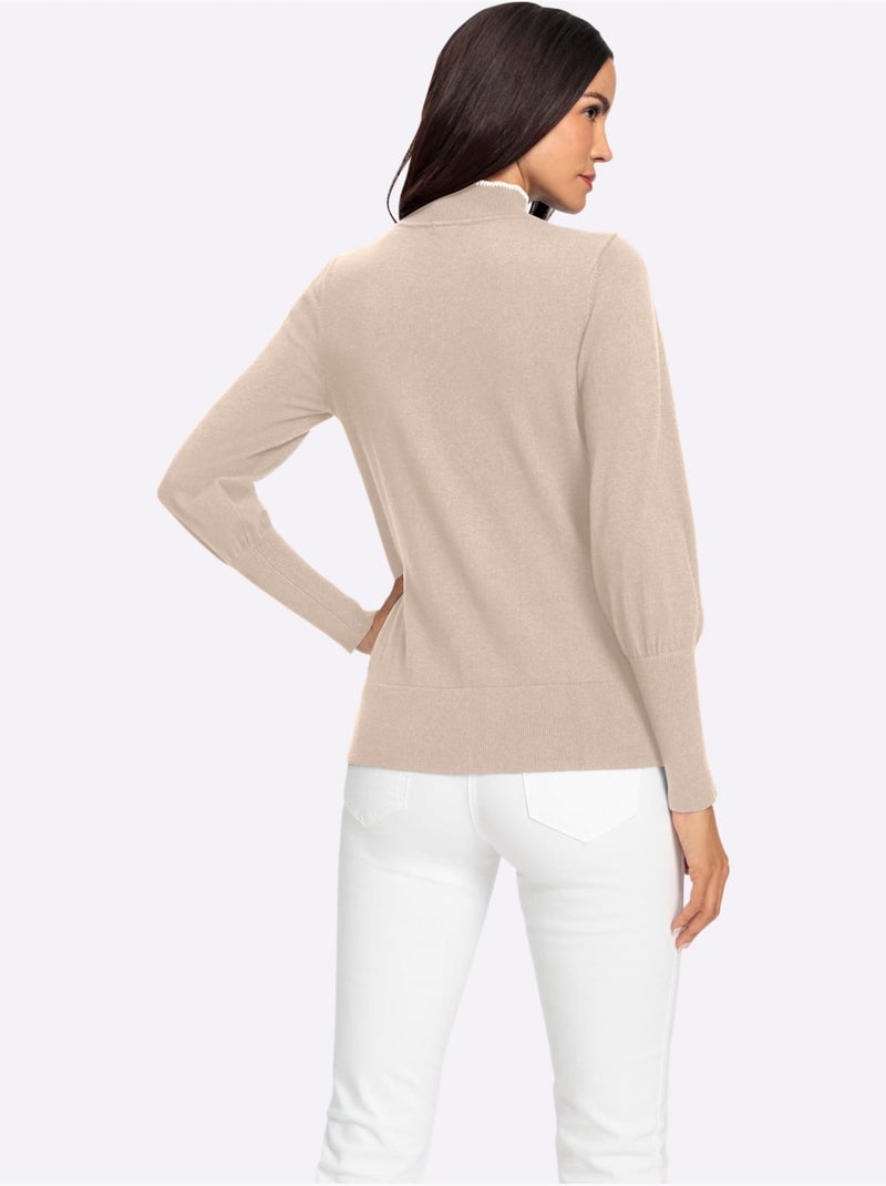 Pull à Col Montant 50% Viscose - Taille Standard - Helline Marron clair - Kiabi