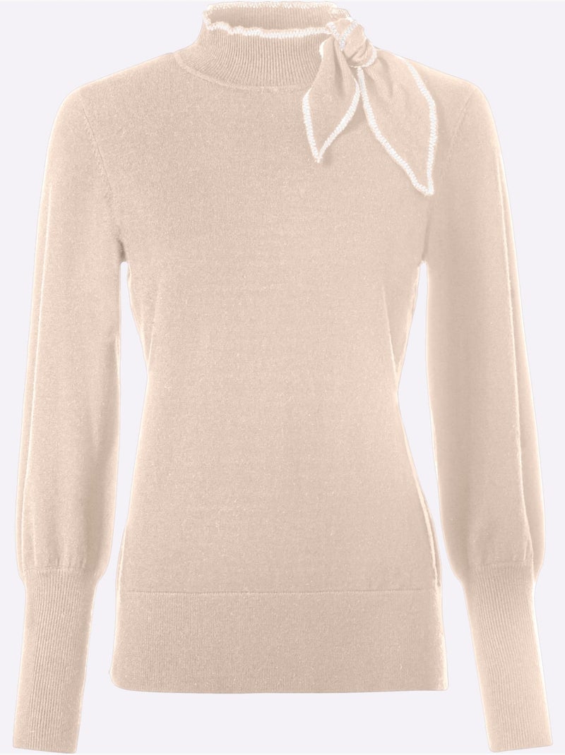 Pull à Col Montant 50% Viscose - Taille Standard - Helline Marron clair - Kiabi