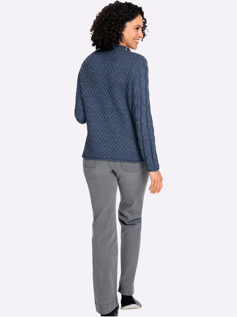 Pull à Col Montant 60% Coton - Taille Standard - Witt Bleu gris - Kiabi