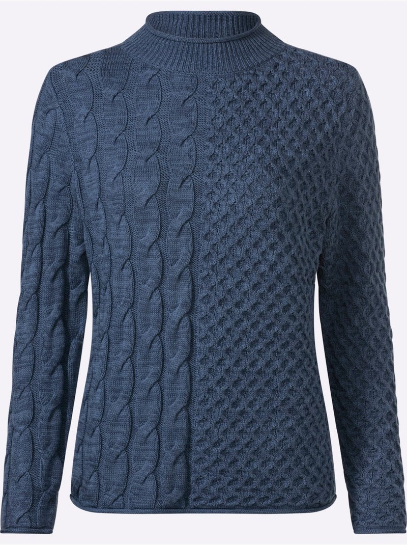 Pull à Col Montant 60% Coton - Taille Standard - Witt Bleu gris - Kiabi