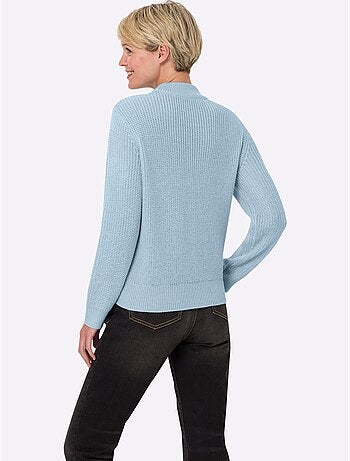 Pull à col montant à manches longues avec motif v tricoté - taille standard - moda vilona