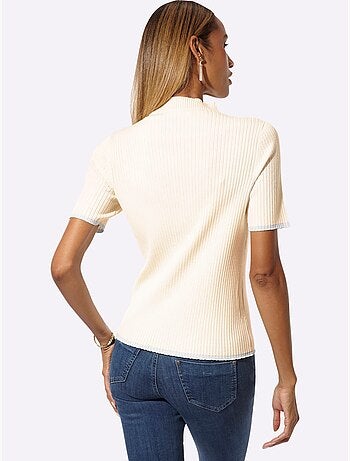 Pull à Col Montant Aspect Côtelé Mode - Taille Standard - Helline