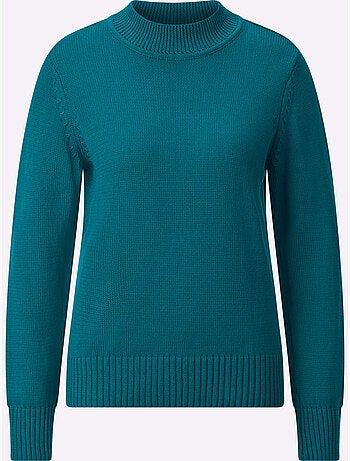 Pull femme col tortue et finitions côtelées manches et ourlet - Taille standard - Witt