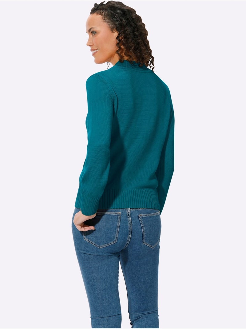 Pull à Col Montant Avec Coton - Taille Standard - Witt Bleu pétrole - Kiabi