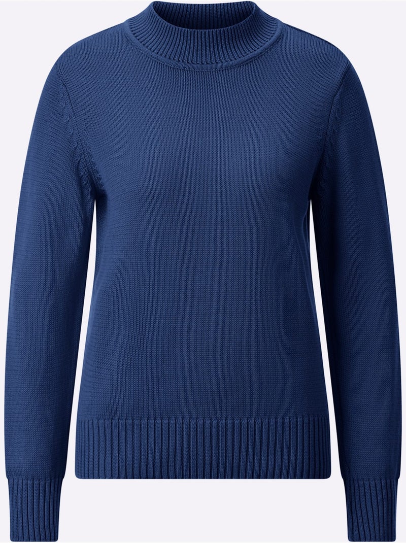 Pull à Col Montant Avec Coton - Taille Standard - Witt Bleu roi - Kiabi