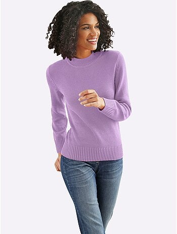 Pull femme col tortue et finitions côtelées manches et ourlet - Taille standard - Witt