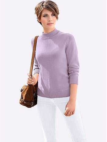 Pull femme col tortue et finitions côtelées manches et ourlet - Taille standard - Witt
