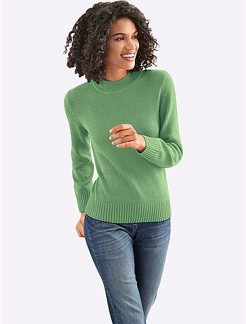 Pull femme col tortue et finitions côtelées manches et ourlet - Taille standard - Witt