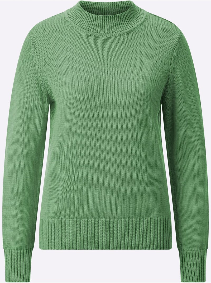Pull à Col Montant Avec Coton - Taille Standard - Witt Vert clair - Kiabi