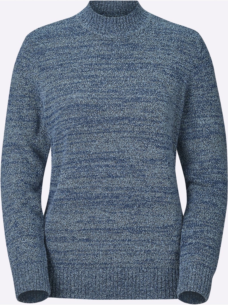 Pull à col montant avec finitions côtelées et tricot bouclé - Taille standard - Witt Bleu clair - Kiabi