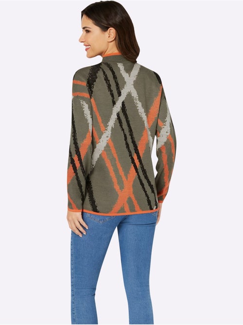 Pull à col montant avec motif jacquard graphique et mancherons - Taille standard - Moda Vilona - Kiabi Pull à col montant avec motif jacquard graphique et mancherons - Taille standard - Moda Vilona - Kiabi