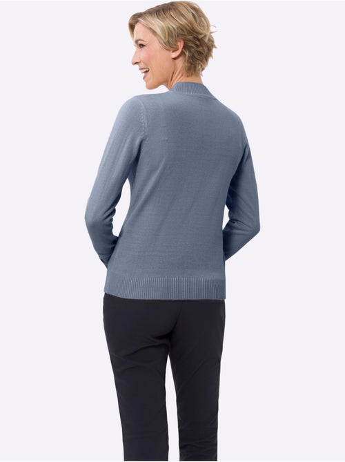 Pull à col montant avec motif losanges et finitions côtelées - Taille standard - Moda Vilona - Kiabi