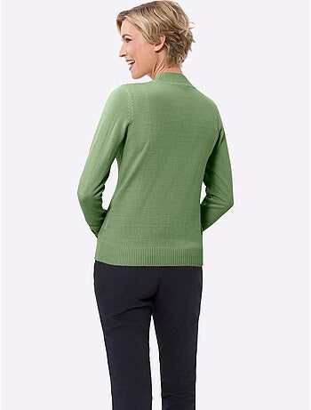 Pull à col montant avec motif losanges tricoté et finitions côtelées - Taille standard - Moda Vilona