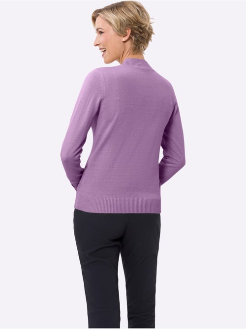 Pull à col montant avec motif losanges tricoté et finitions côtelées - Taille standard - Moda Vilona - Kiabi