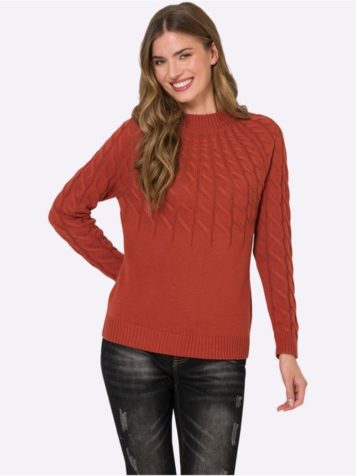 Pull à col montant avec motif torsadé et manches longues - Taille standard - Helline - Kiabi Pull à col montant avec motif torsadé et manches longues - Taille standard - Helline - Kiabi