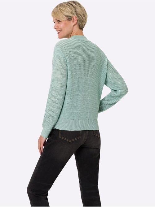 Pull à col montant avec motif tricoté en v et manches longues - taille standard - moda vilona - Kiabi