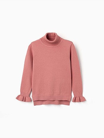 Pull à col montant avec poignets à volants