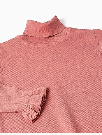 Pull à col montant avec poignets à volants