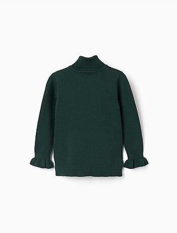 Pull à col montant avec poignets à volants