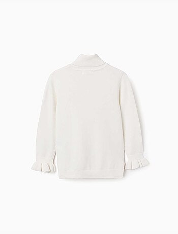 Pull à col montant avec poignets à volants