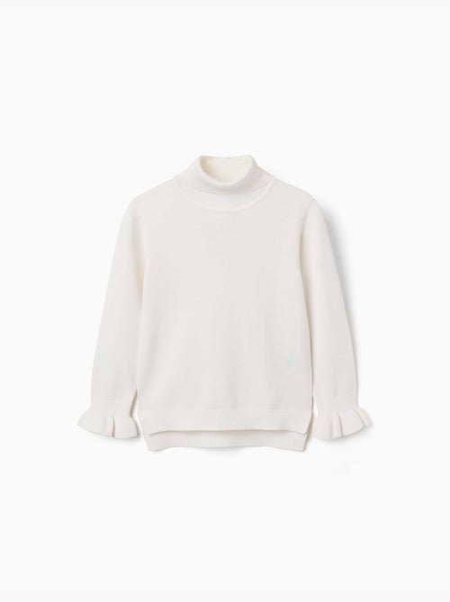 Pull à col montant avec poignets volantés - Kiabi