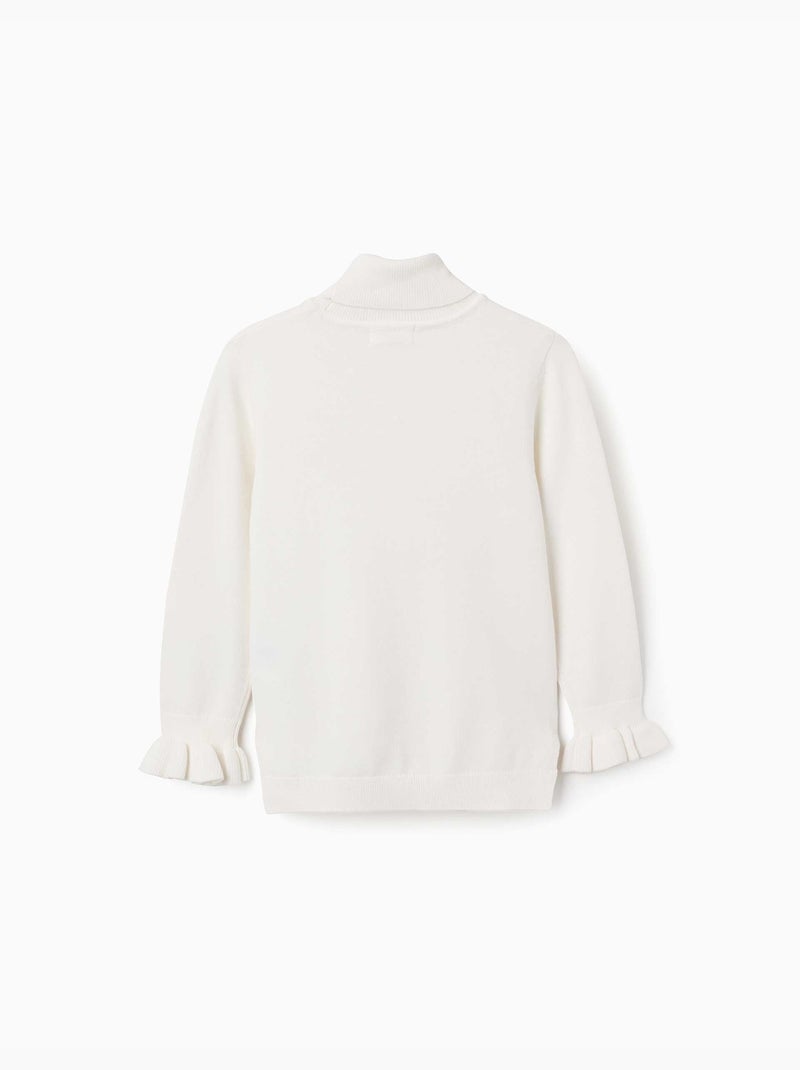 Pull à col montant avec poignets volantés Blanc - Kiabi