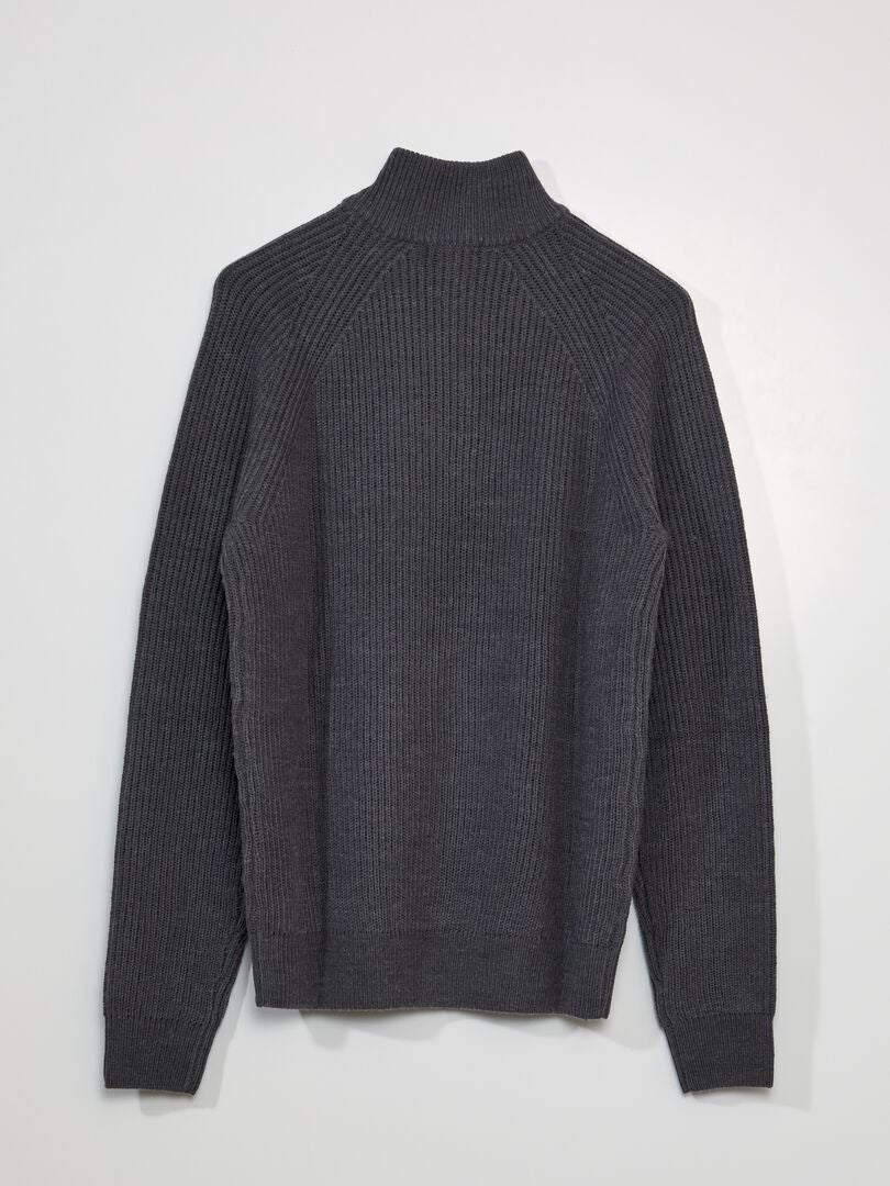 Pull Col Montant Boutonn Gris Clair Kiabi