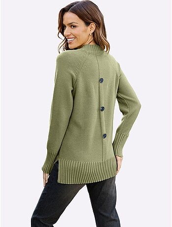 Pull à col montant boutons fantaisie au dos - taille standard - moda vilona